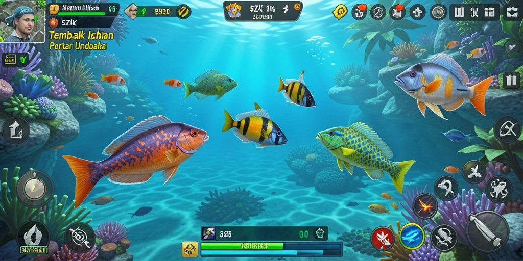 Tampilan gameplay seru di 5ZK saat menembak ikan.