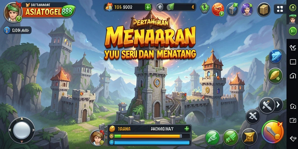 Screenshot utama dari gameplay ASIATOGEL88 yang menampilkan pertahanan menara yang strategis.