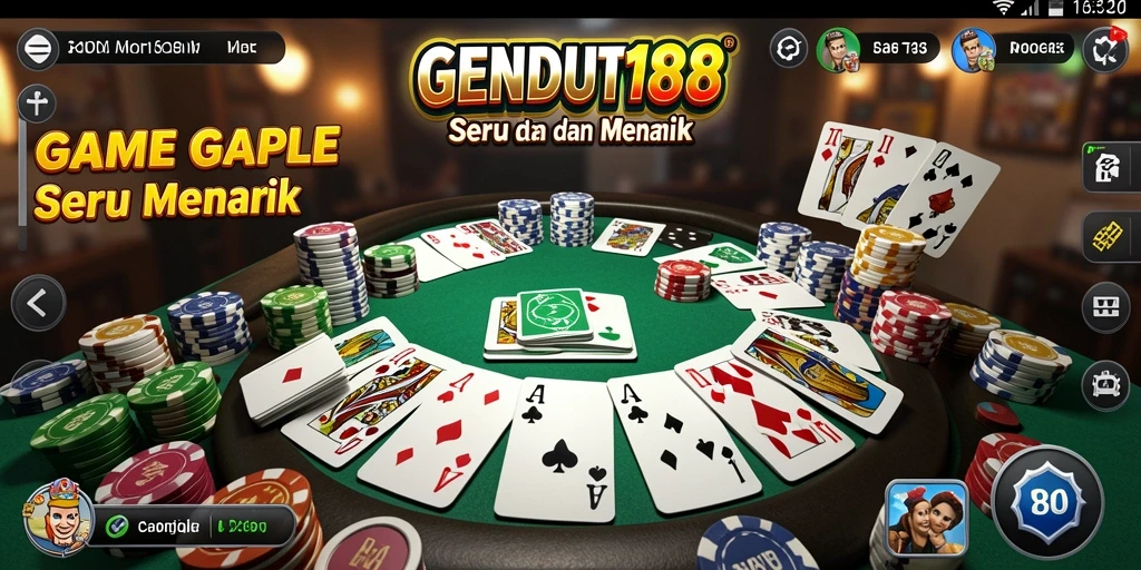 Tampilan gameplay GENDUT188 dengan kartu Gaple yang menantang.