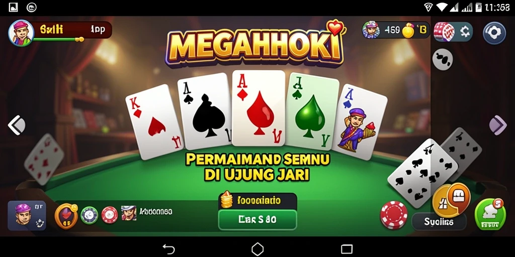 Screenshot gameplay MEGAHOKI menampilkan keseruan permainan Domino.