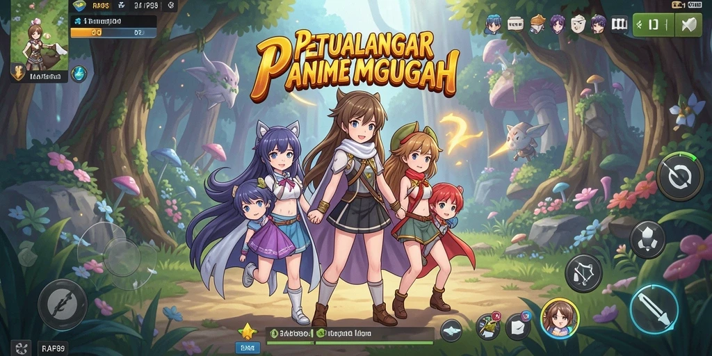 Screenshot menunjukkan pertarungan epik dalam game Anime.