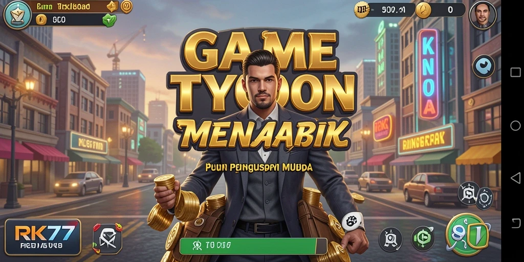 Tampilan gameplay RK77 yang menarik dan interaktif untuk pengusaha muda.