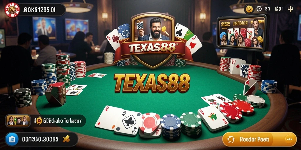 Tangkapan layar utama TEXAS88 menampilkan gameplay poker yang seru dan interaktif.