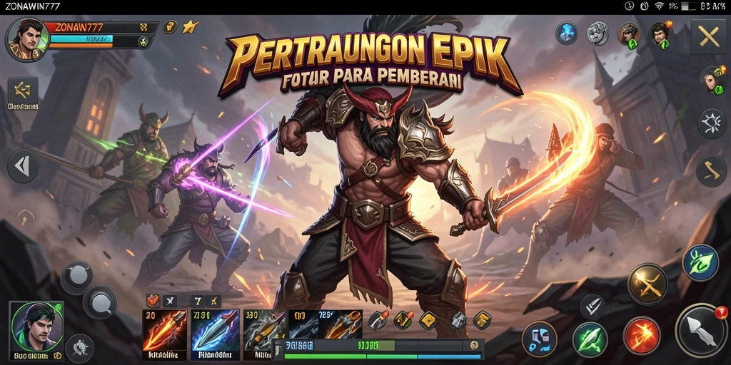 Gameplay seru dalam ZONAWIN777, bertarung melawan pemain lain.